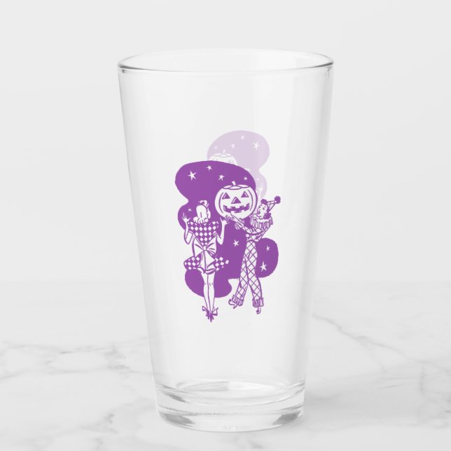 Copo De Pint Roxo Retro Senhoras com Abóbora (Frente)