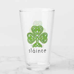 Copo De Pint Rua Verde de Shamrock Celta Slainte. Dia de Patric