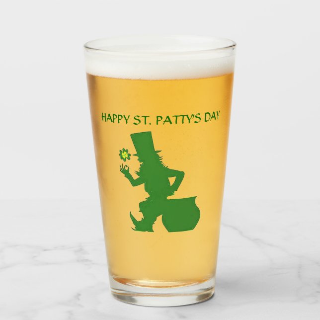 Copo De Pint RUAS. Vidro do dia de PATRICK LEPRECHAUN (Frente (Preenchido))