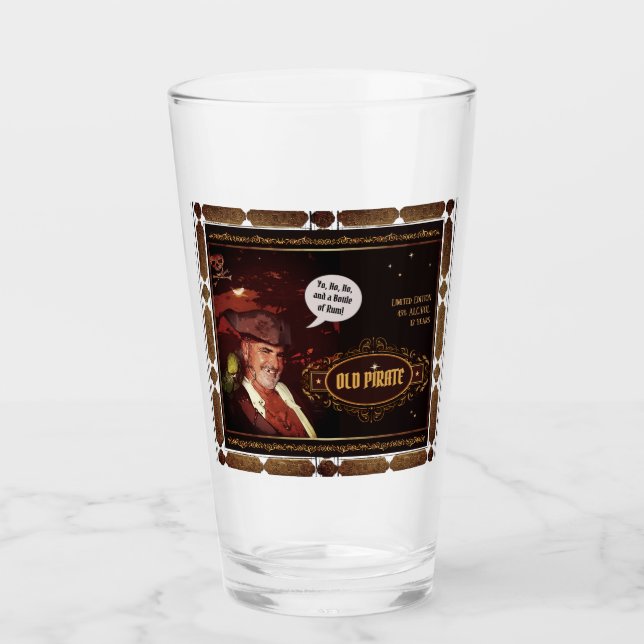 Copo De Pint Rum Pirata Antigo (texto personalizável) (Frente)