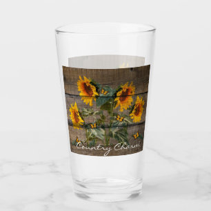 Copo De Pint Rústicos Girassóis Borboletas Conselho