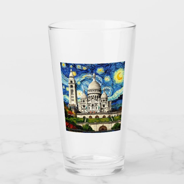 Copo De Pint Sacre-Coeur Paris França Noite Estrelada (Frente)
