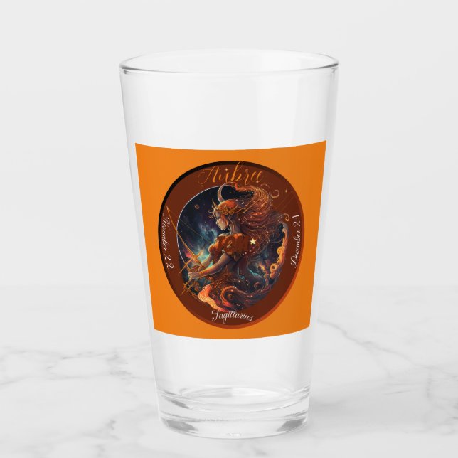 Copo De Pint Sagitário Zodíaco Cerveja Personalizável Datada (Frente)