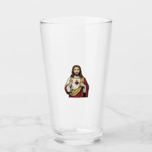 Copo De Pint Sagrado Coração Jesus Arte Vetorial de Gravura Ant