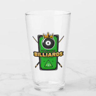 Copo De Pint Salão de Sinuca Personalizado NOME Bola 8 Coroa Bi