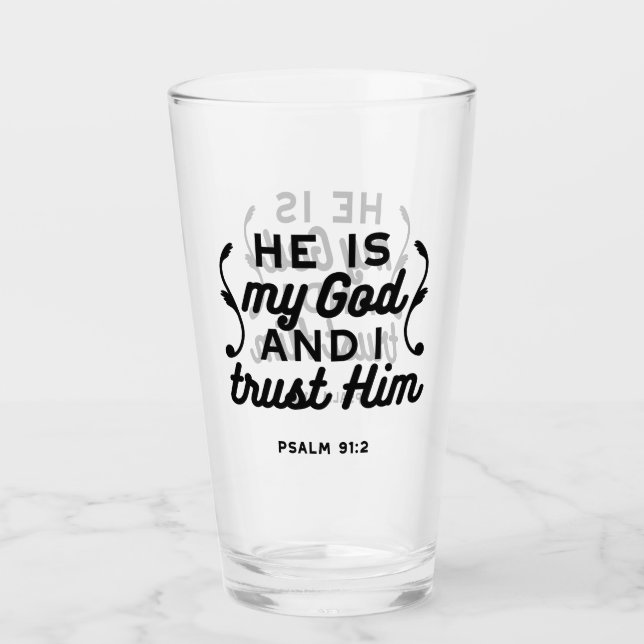 Copo De Pint Salmo 91:2 – Confie em Deus Versículo Bíblico Cris (Frente)