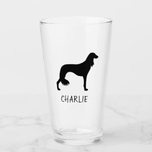 Copo De Pint Saluki Dog Silhouette Personalizado Vidro do Beben