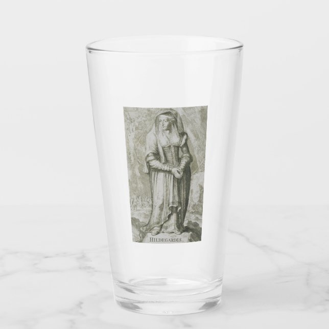 Copo De Pint Santa Hildegarda de Bingen Arte Mística Medieval (Frente)