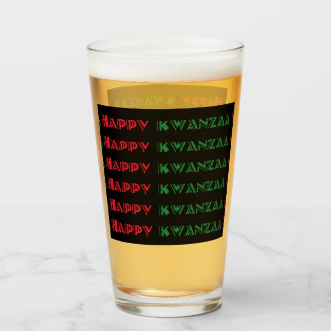 Copo De Pint Saudação Feliz de Kwanzaa 2 (Traseira (Preenchido))