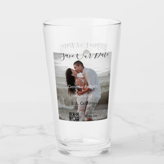 Copo De Pint Save the date simple minimal QR scan code details  (Frente)