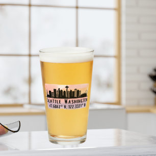 Copo De Pint Seattle City Skyline Latitude e Longitude Pint