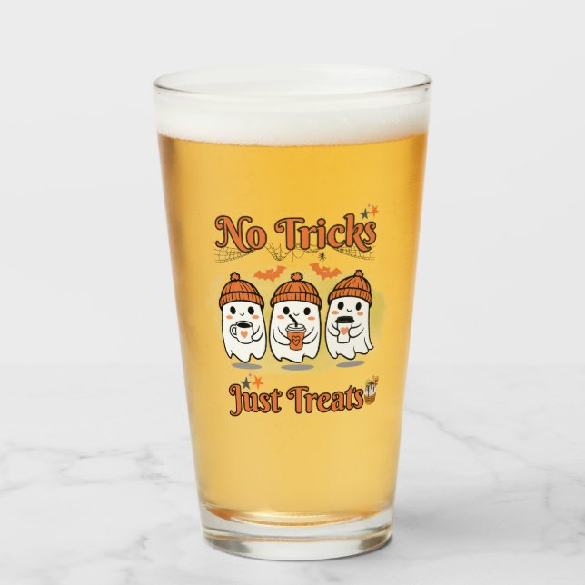 Copo De Pint Sem Truques Apenas Tratam O Halloween (Frente (Preenchido))