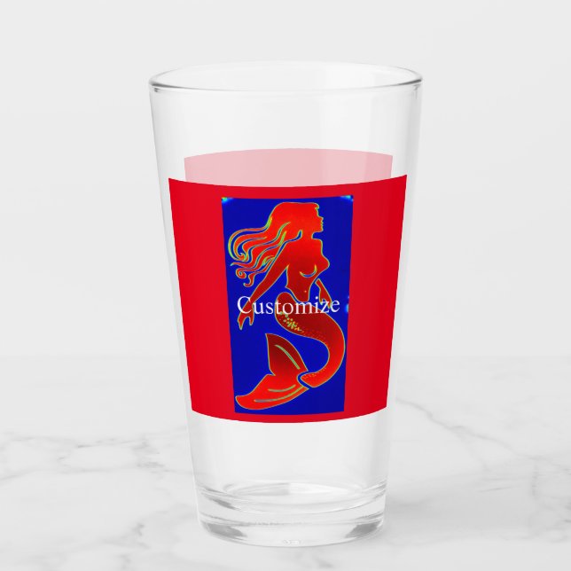 Copo De Pint sereia de pin-up vermelha (Frente)