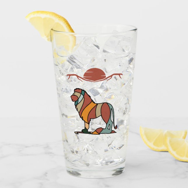 Copo De Pint Serene Savanna Kind Lion Abstract Modern Art (Gelo frontal)