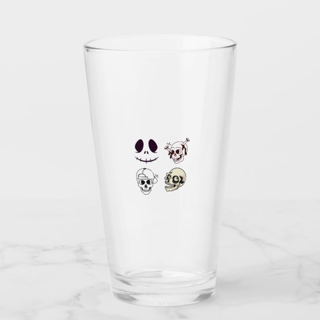 Copo De Pint Set of Four Unique Skull Illustrations (Frente)