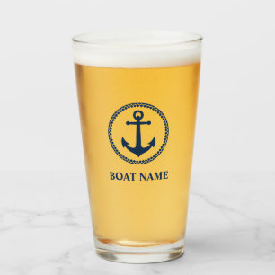 Copo De Pint Seu nome de barco Blue Sea Anchor sa0a