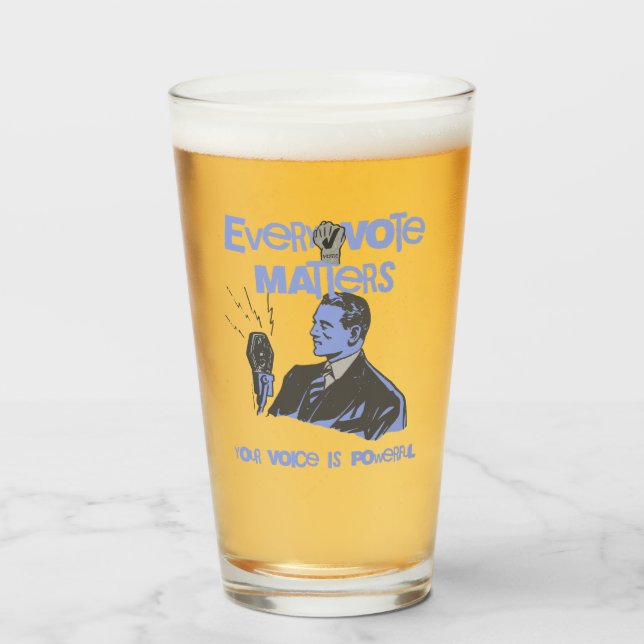Copo De Pint Seu Voto Importa Eleição Azul Político Impresso (Frente (Preenchido))
