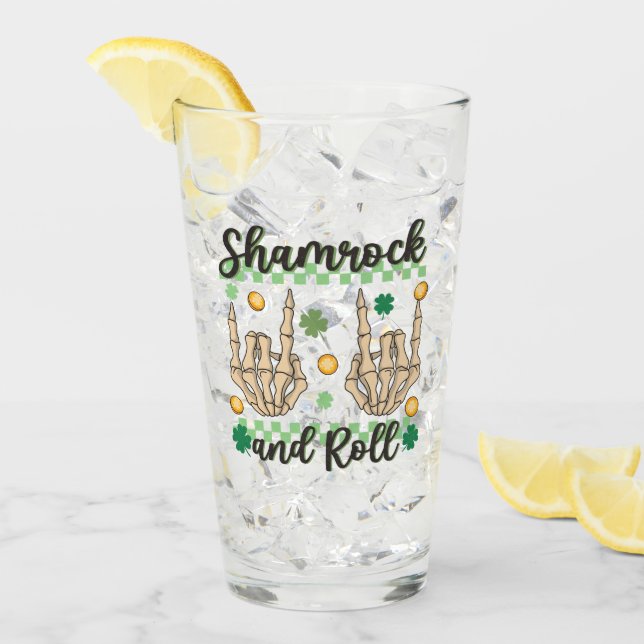 Copo De Pint Shamrock and Roll Hand Skeleton (Gelo frontal)