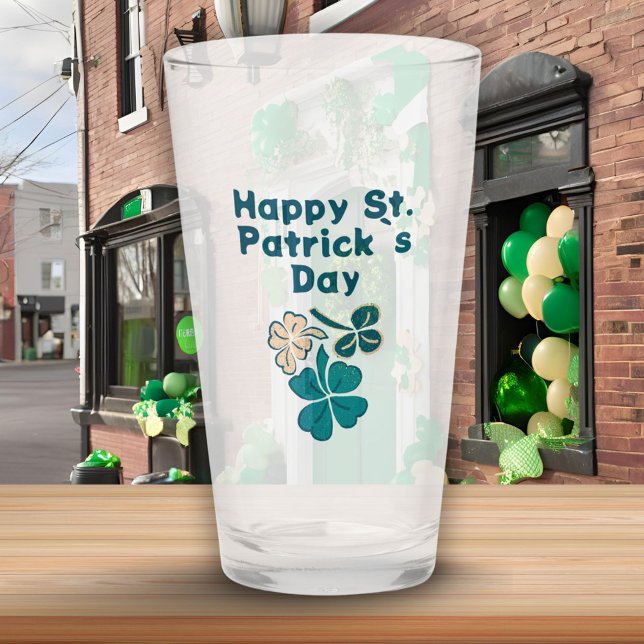 Copo De Pint Shamrock Clover Irish Happy Rua. (Criador carregado)