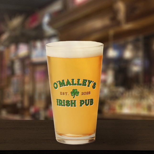 Copo De Pint Shamrock Name Year Estabelecido Irish Pub (Criador carregado)