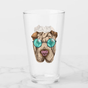 Copo De Pint Sharpei nos óculos de sol