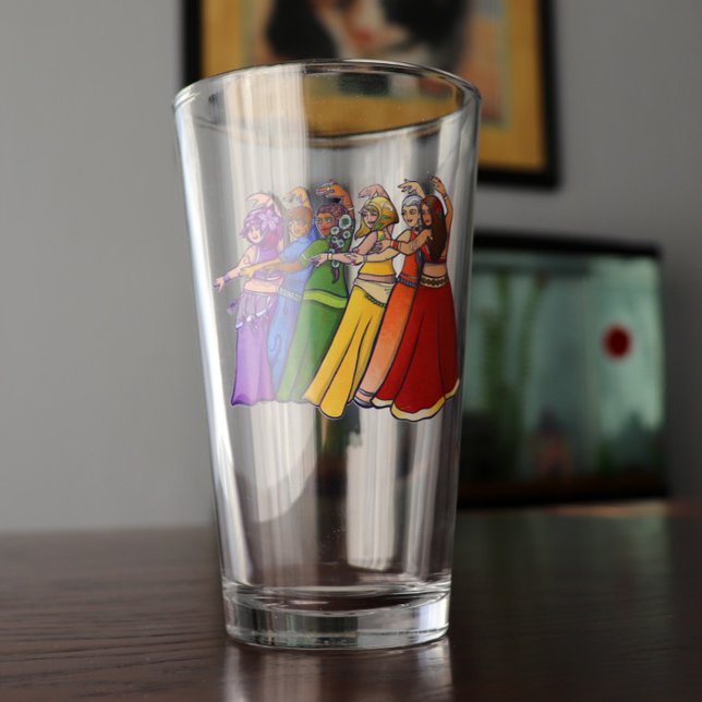 Copo De Pint Shimmy até você largar Rainbow Belly Dancer Art Be (Criador carregado)