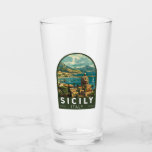 Copo De Pint Sicília Itália Viagem Art Vintage<br><div class="desc">Sicília retro vetor viagem design. A Sicília,  a maior ilha do Mediterrâneo,  fica do "dedo" da "bota" italiana. Sua rica história se reflete em sítios como o Vale dos Templos.</div>