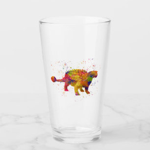 Copo De Pint silhueta de dinossauro Ankylosaurus em aquarela