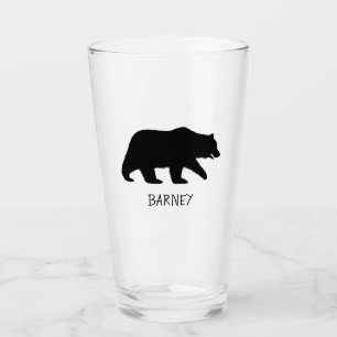 Copo De Pint Silhueta de Urso Cinza com Texto Personalizado