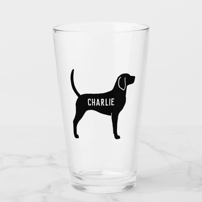 Copo De Pint Silhueta do cão do Foxhound inglês personalizada (Frente)