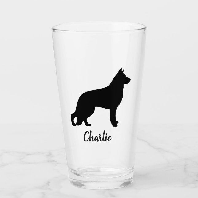 Copo De Pint Silhueta GSD do cão de german shepherd (Frente)