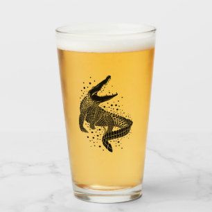Copo De Pint Silhueta Preta de um Crocodilo