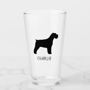 Copo De Pint Silhueta preta do cão do Schnauzer personalizada