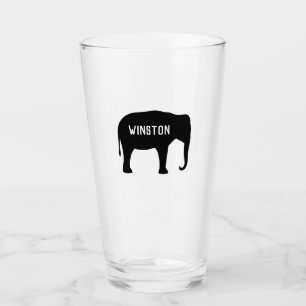 Copo De Pint Silhuette de Elefante Negro Asiático Personalizado