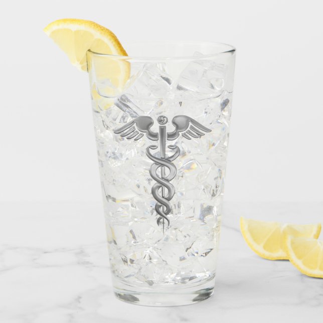 Copo De Pint Silver Doctor ou Enfermeiro Caduceus (Gelo frontal)