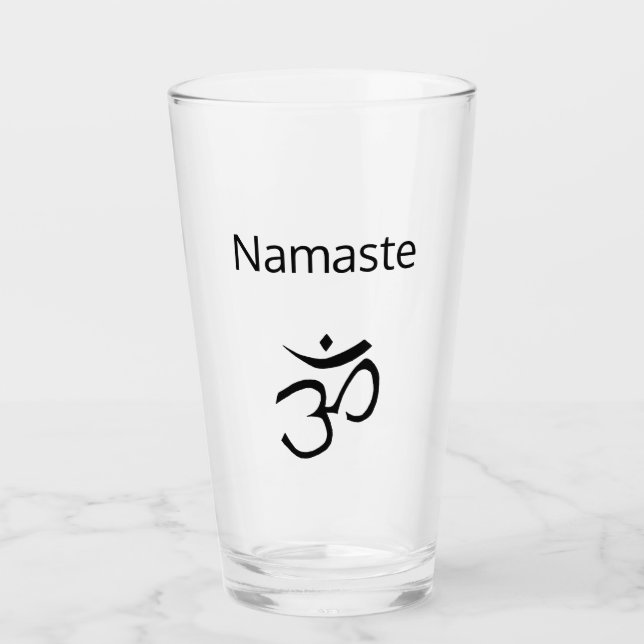 Copo De Pint Símbolo de Om Preto Simples do Namaste (Frente)