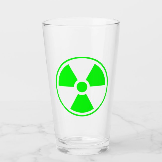 Copo De Pint Símbolo de radiação radioativa nuclear em verde (Frente)