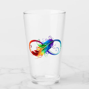 Copo De Pint Símbolo infinito com pena de arco-íris