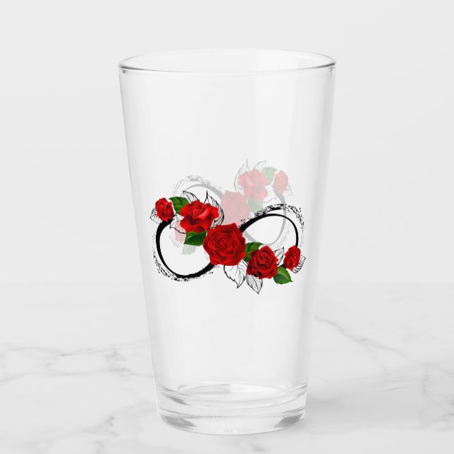 Copo De Pint Símbolo Infinity com Rosa vermelha (Frente)