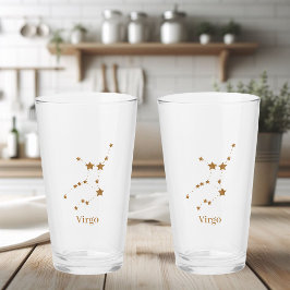 Copo De Pint Símbolo Zodiano Moderno Dourado Virgo | Elemento T