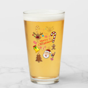 Copo De Pint Símbolos de Natal Merry Vidro