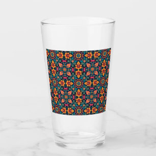 Copo De Pint Simetria Elegante de Padrão Floral Colorida Boho