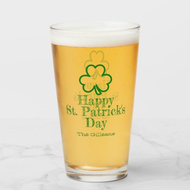 Copo De Pint Simples Elegante Dia de São Patrício Shamrock sort (Frente (Preenchido))