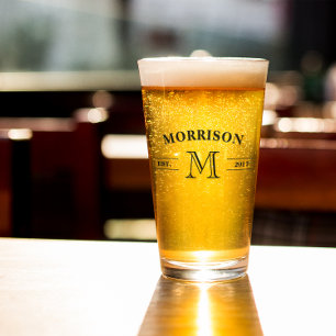 Copo De Pint Simples Monograma Elegante e Ano