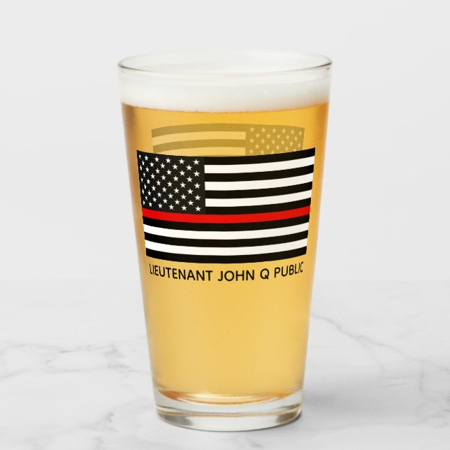 Copo De Pint Sinalizador Americano Thin Red Line Personalizado (Frente (Preenchido))