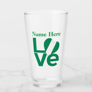 Copo De Pint Sinalizador Personalizado do Coração do Amor Verde