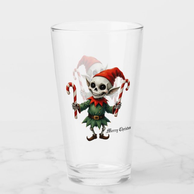 Copo De Pint Skeleton Christmas Elf – Creepy Cute Dark Holiday  (Frente)
