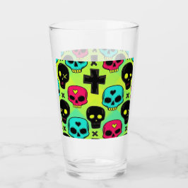Copo De Pint Skull Pattern Glass Cup