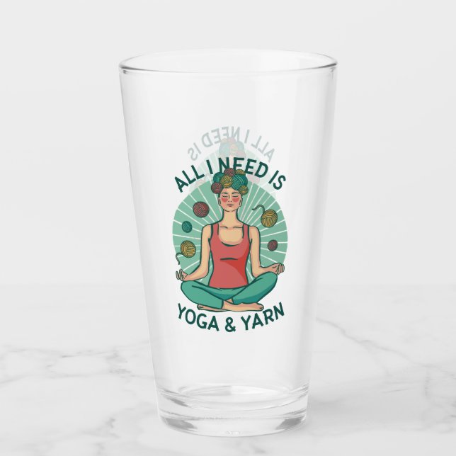 Copo De Pint Só preciso de Yoga e Yarne Phrase (Frente)