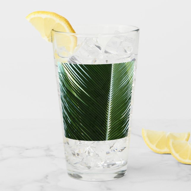 Copo De Pint Sobreposição das bordas das palmas Abstrato Verde  (Gelo frontal)